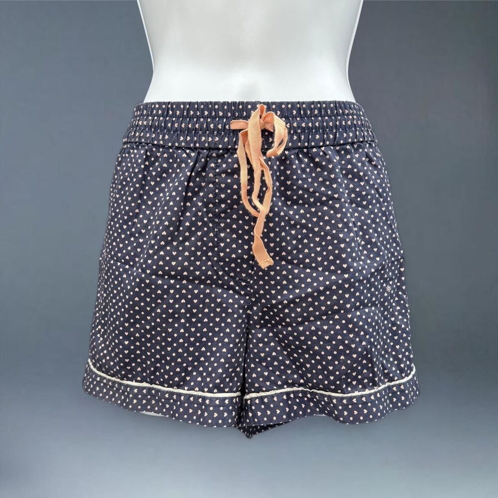 Tory Burch Heart Pajama Shorts Navy Pink Trim S Sleepwear